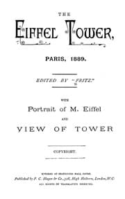 Tapa de The Eiffel tower, Paris, 1889
