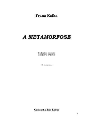 Tapa de A metamorfose