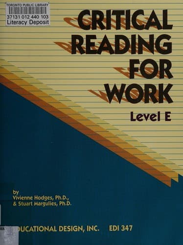 Tapa de Critical reading for work