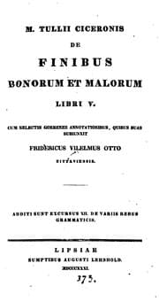 Tapa de M. Tullii Ciceronis de finibus bonorum et malorum libri V, cum selectis Goerenzii annotationibus ..