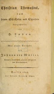 Tapa de Christian Thomasius nach seinen Schicksalen und Schriften