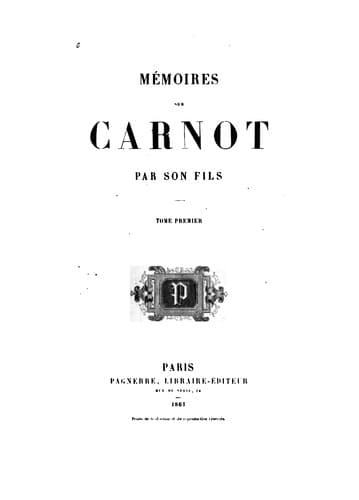 Tapa de Mémoires sur Carnot