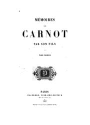 Tapa de Mémoires sur Carnot