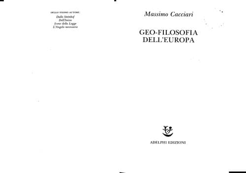 Tapa de Geofilosofia dell'Europa