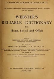 Tapa de Webster's reliable dictionary for home, school and office