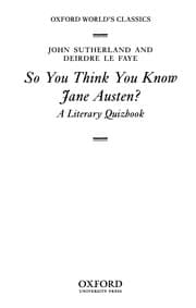 Tapa de SO YOU THINK YOU KNOW JANE AUSTEN?: A LITERARY QUIZBOOK