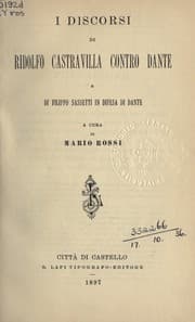 Tapa de I discorsi di Ridolfo Castravilla contro Dante e di Filippo Sassetti in difesa di Dante
