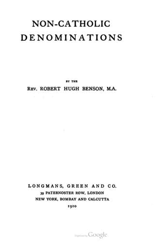 Tapa de Non-Catholic denominations