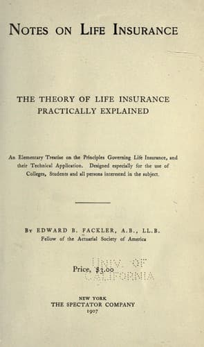 Tapa de Notes on life insurance