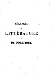 Tapa de Mélanges de littérature et de politique