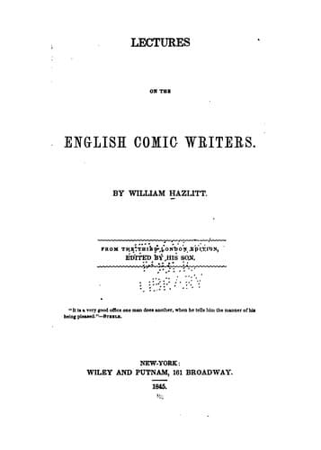 Tapa de Lectures on the English Comic Writers