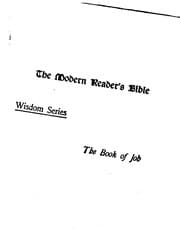 Tapa de The Book of Job: Edited. with an Introduction and Notes