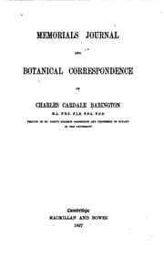 Tapa de Memorials Journal and Botanical Correspondence