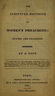 Tapa de The scripture doctrine of women's preaching, stated and examined