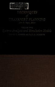 Tapa de Techniques of Transport Planning Systems Analysis and Simulation Models