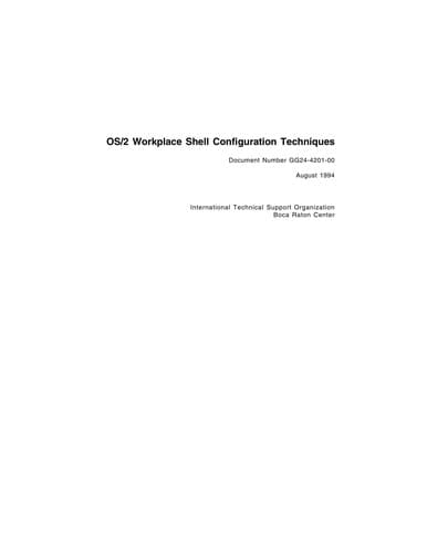 Tapa de OS/2 Workplace Shell Configuration Techniques