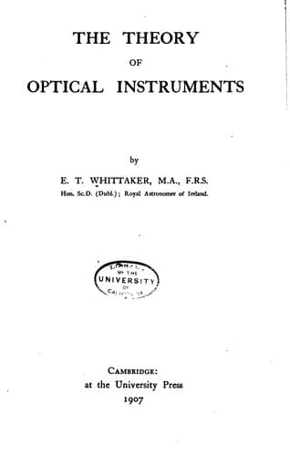 Tapa de The theory of optical instruments