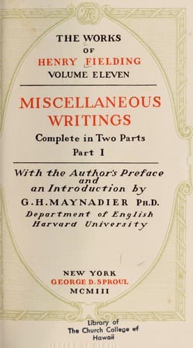 Tapa de Miscellaneous writings complete in two parts