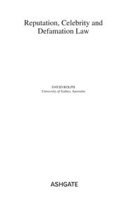 Tapa de Reputation, celebrity and defamation law