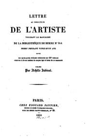 Tapa de Lettre au directeur de L'Artiste touchant le manuscrit de la Bibliothèque de ..