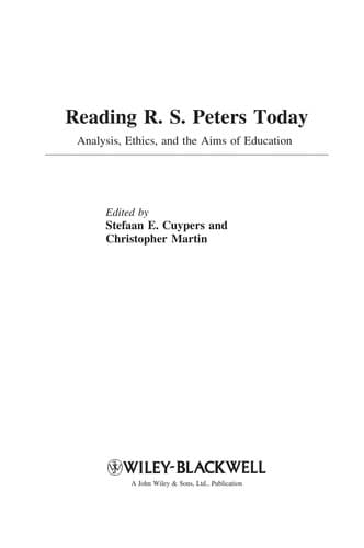 Tapa de Reading R. S. Peters today