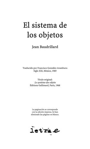 Tapa de El sistema de los objetos