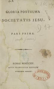 Tapa de Gloria posthuma Societatis Jesu