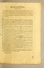 Tapa de Reglamento. Francisco de Paula Santander, de los libertadores de Venezuela y Cudinamarca, condecorado con la Cruz de Boyaca, jeneral de division de los ejercitos de Colombia, y vice presidente de la republica, encargado del poder ejecutivo &c