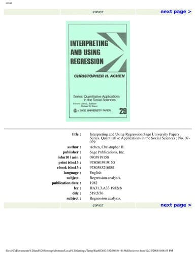 Tapa de Interpreting and using regression