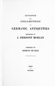 Tapa de Catalogue of a collection of Germanic antiquities belonging to J. Pierpont Morgan