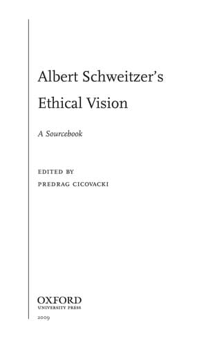 Tapa de Albert Schweitzer's ethical vision