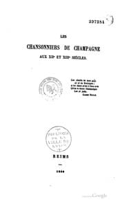 Tapa de Les chansonniers de Champagne aux XIIe et XIIIe siècles