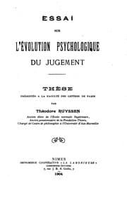 Tapa de Essai sur l'évolution psychologie du jugement