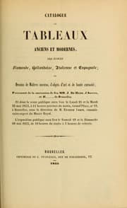 Tapa de Catalogue de tableaux anciens et modernes, ... provenant de la succession de feu Mm. J. de Haen, d'Anvers et H..., de Bruxelles
