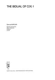 Tapa de The bidual of C(X) I
