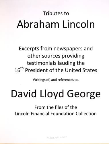 Tapa de Tributes to Abraham Lincoln