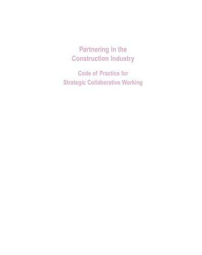 Tapa de Partnering in the construction industry