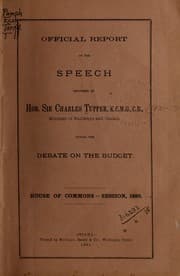 Tapa de Official report of the speech delivered by Hon. Sir Charles Tupper, Minister of Railways and Canals, on the Canadian Pacific Railway