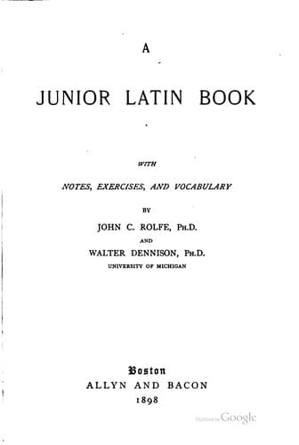 Tapa de A junior Latin book