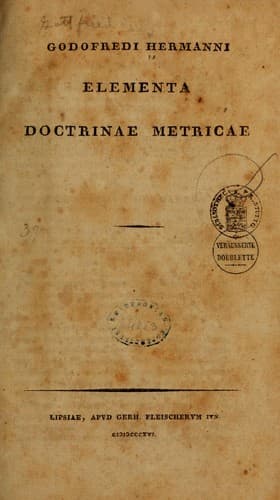 Tapa de Elementa doctrinae metricae