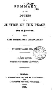 Tapa de Summary of the Duties of a Justice of the Peace Out of Sessions: With Some Preliminary Observations