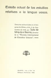 Tapa de Estado actual de los estudios relativos a la lengua vasca