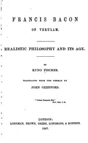 Tapa de Francis Bacon of Verulam: Realistic Philosophy and Its Age
