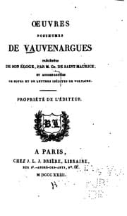 Tapa de Oeuvres complètes de Vauvenargues