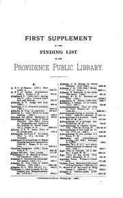 Tapa de Finding List of the Providence Public Library: First Supplement ... 1882