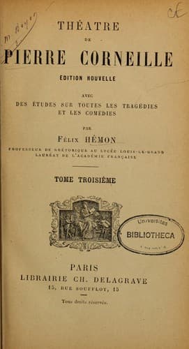 Tapa de Théâtre de Pierre Corneille