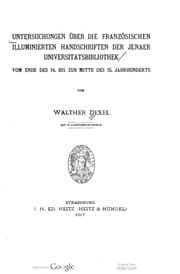Tapa de Untersuchungen über die französischen illuminierten Handschriften der Jenaer Universitätsbibliothek vom Ende des 14. bis zur Mitte des 15. Jahrhunderts