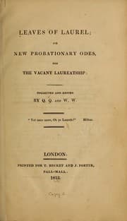 Tapa de Leaves of laurel; or, New probationary odes, for the vacant laureatship