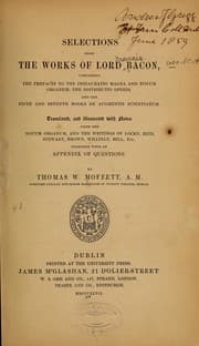 Tapa de Selections from the works of Lord Bacon