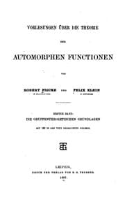 Tapa de Vorlesungen über die Theorie der automorphen Functionen